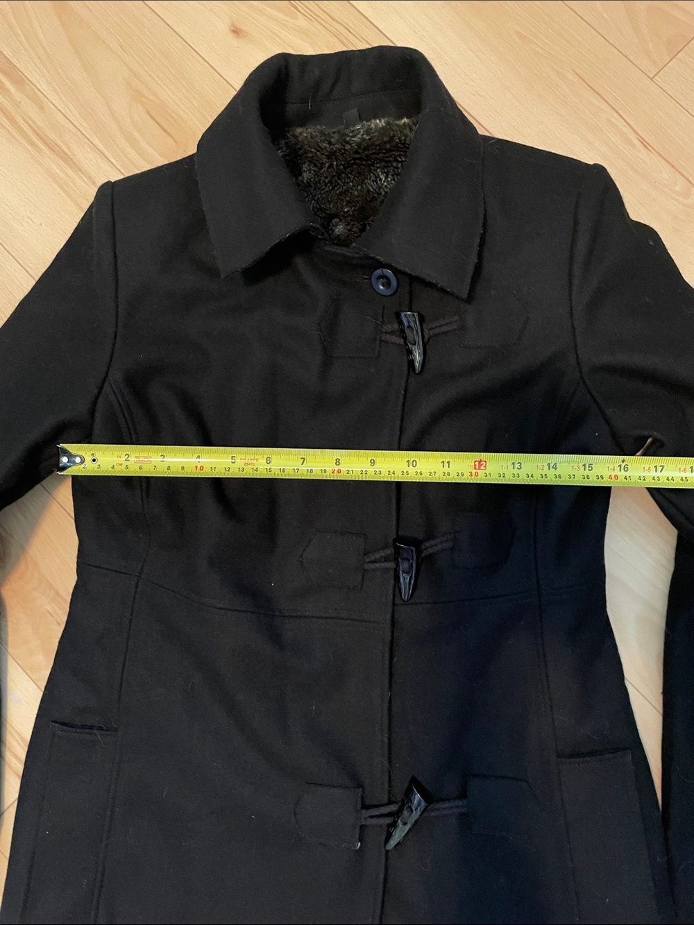 Le Chateau Black Wool Coat with removable hood - Picture 3 of 13